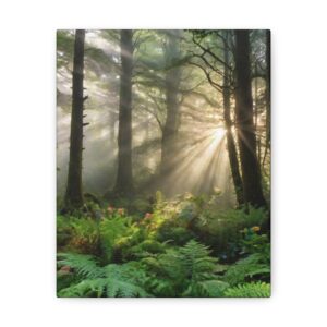 "Misty Forest at Dawn Wall Painting Canvas"