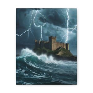 Enchanted Storm Over Ancient Castle Wall Painting Canvas