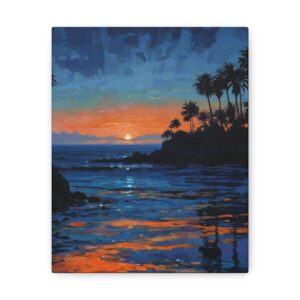 Twilight Bioluminescence: Mystery Island Wall Painting Canvas